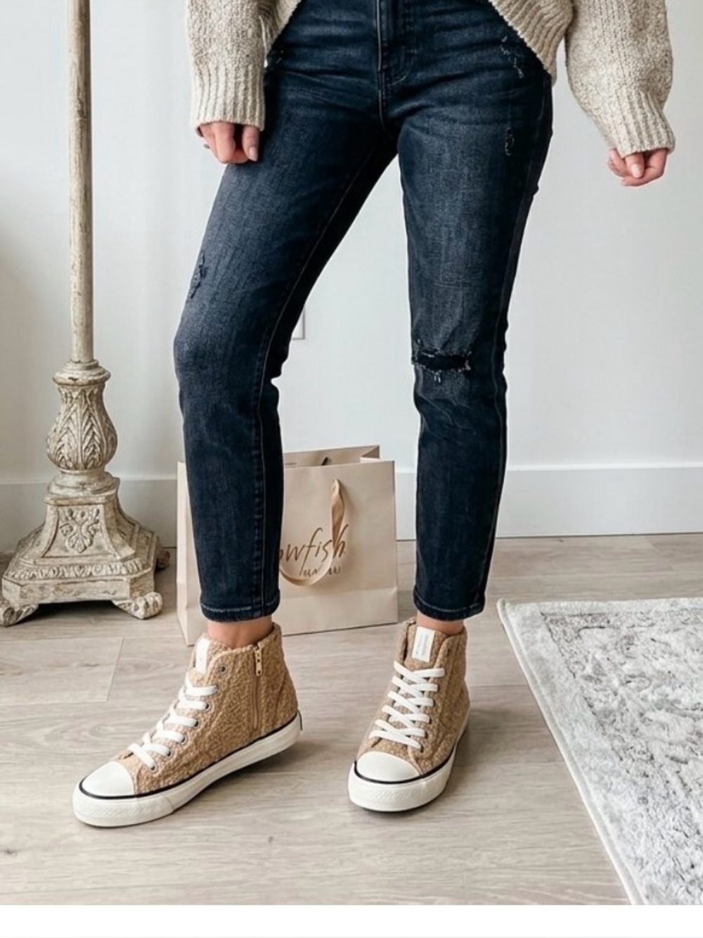 Blowfish Malibu Women's Kimber-Hi high-top sneaker features a cozy teddy faux